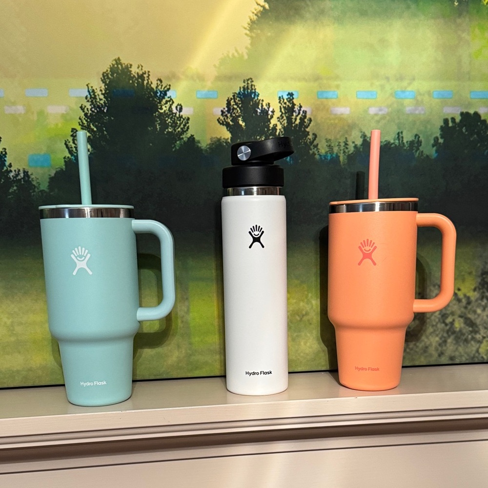 Hydro Flask Tumbler and Bottle Trio - Teal, White, Coral